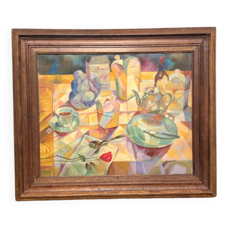 Vintage cubist school painting still life collection