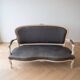 Antique 3-seater sofa in Louis XV style with grey fabric.
