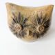 Small stoneware owl, vintage 1970, speckled glaze, signed