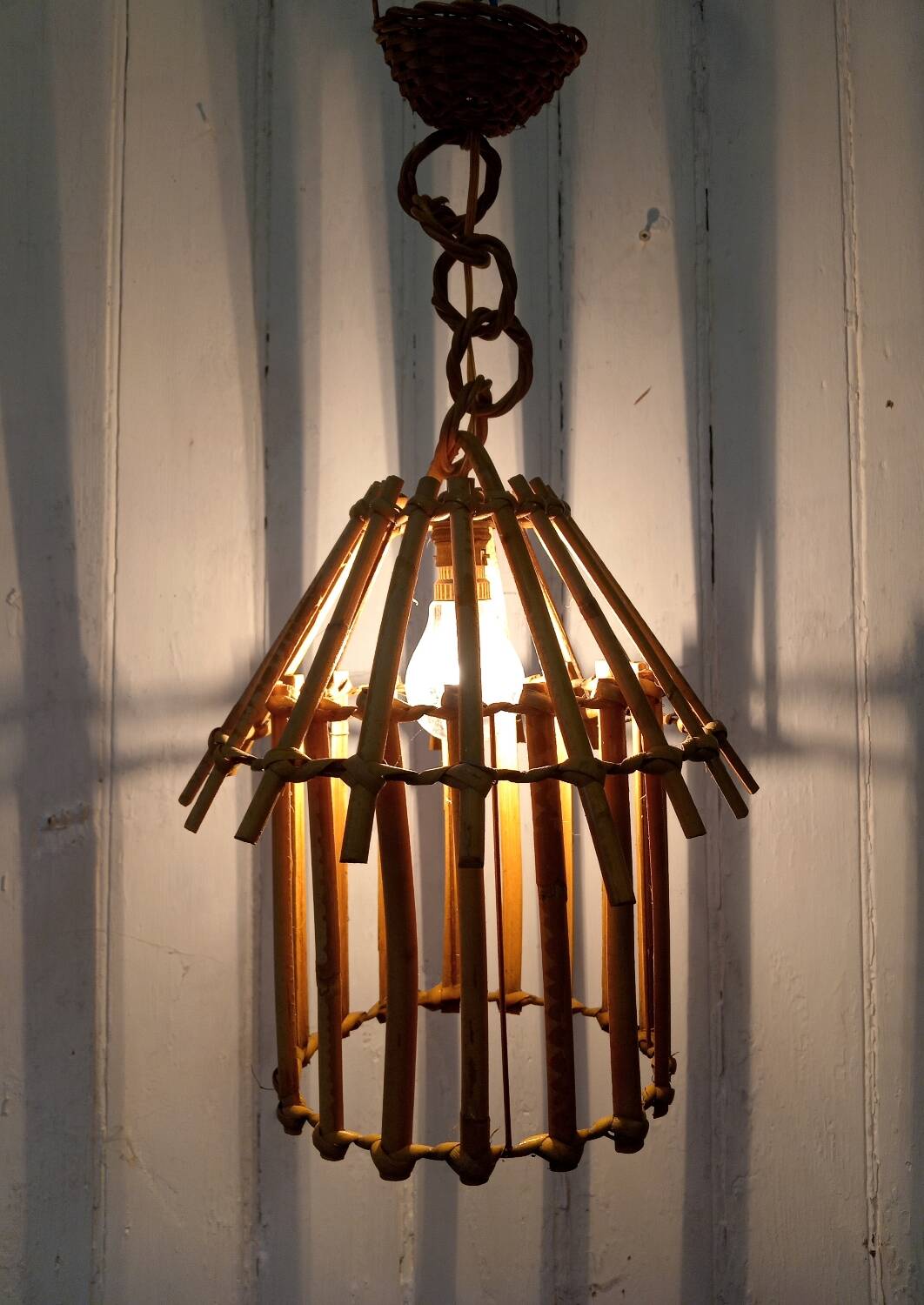 Vintage rattan pendant light