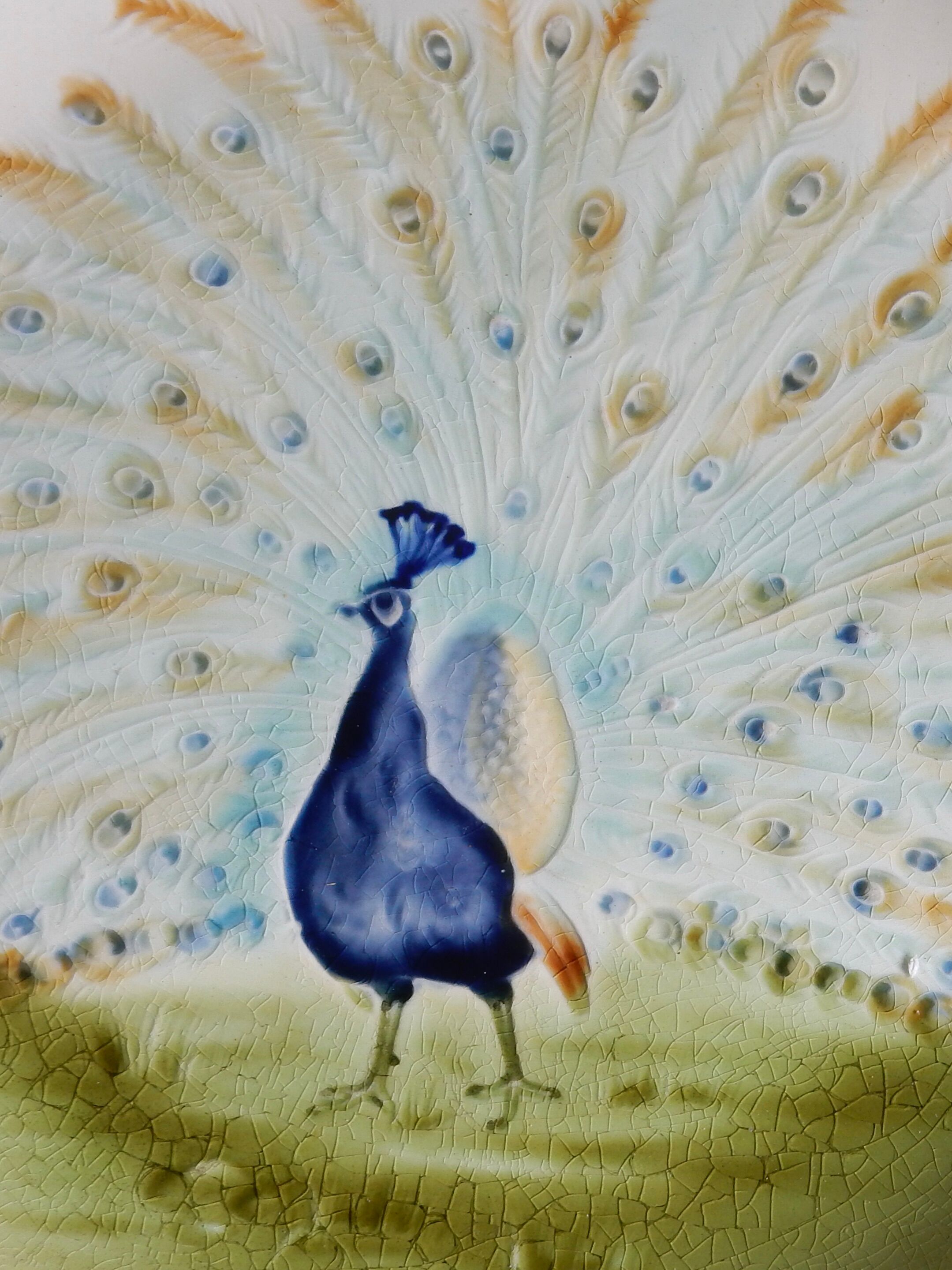 Decorative Majolic Plate HB Choisy the King Peacock Decoration