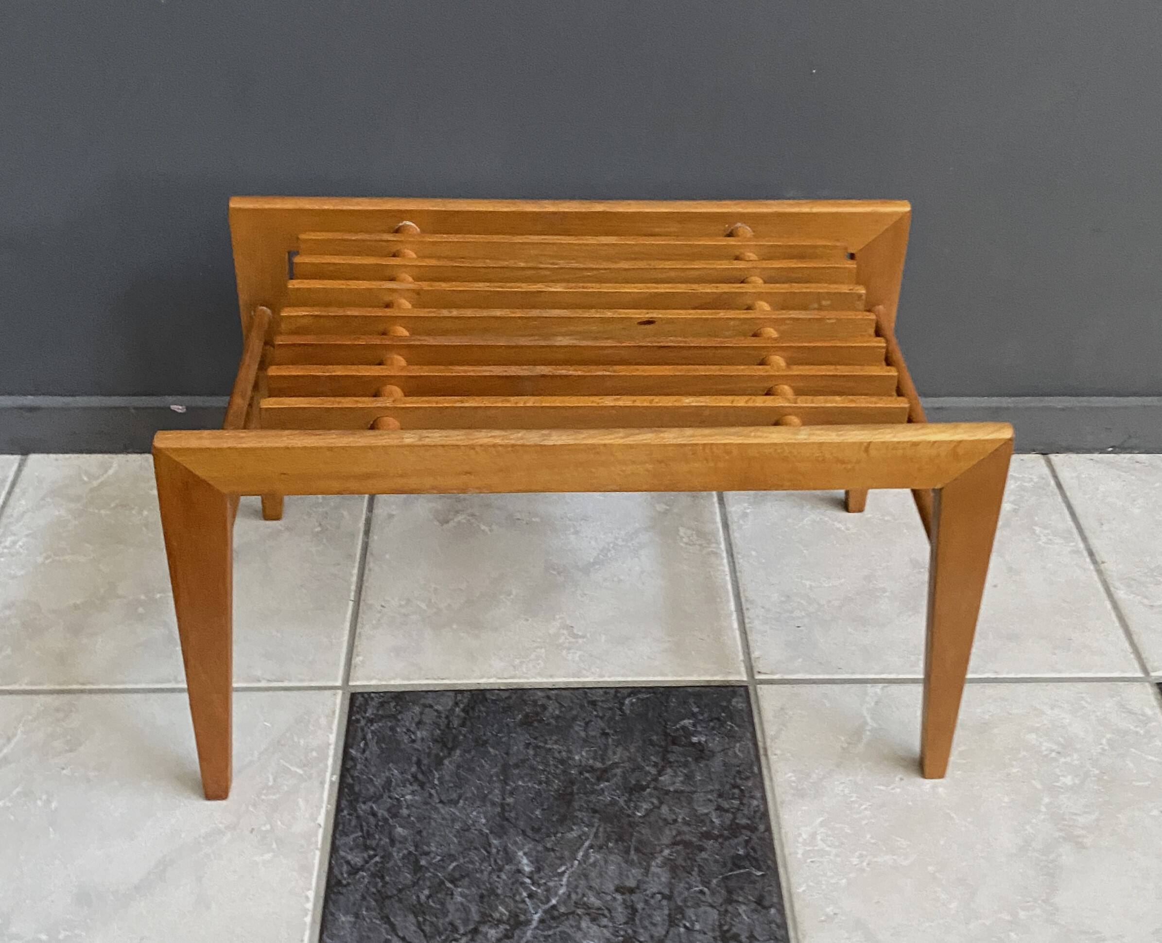 Small wood slatted sidetable flower table 1960s