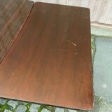 Scandinavian extendable dining table made of solid wood and rosewood effect.