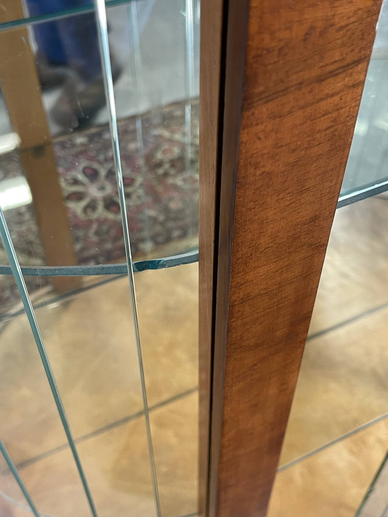 Art deco standing display case with glass slats