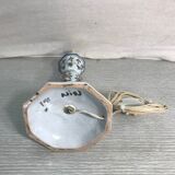 Vintage electrified candleholders in painted ceramic octagonal foot