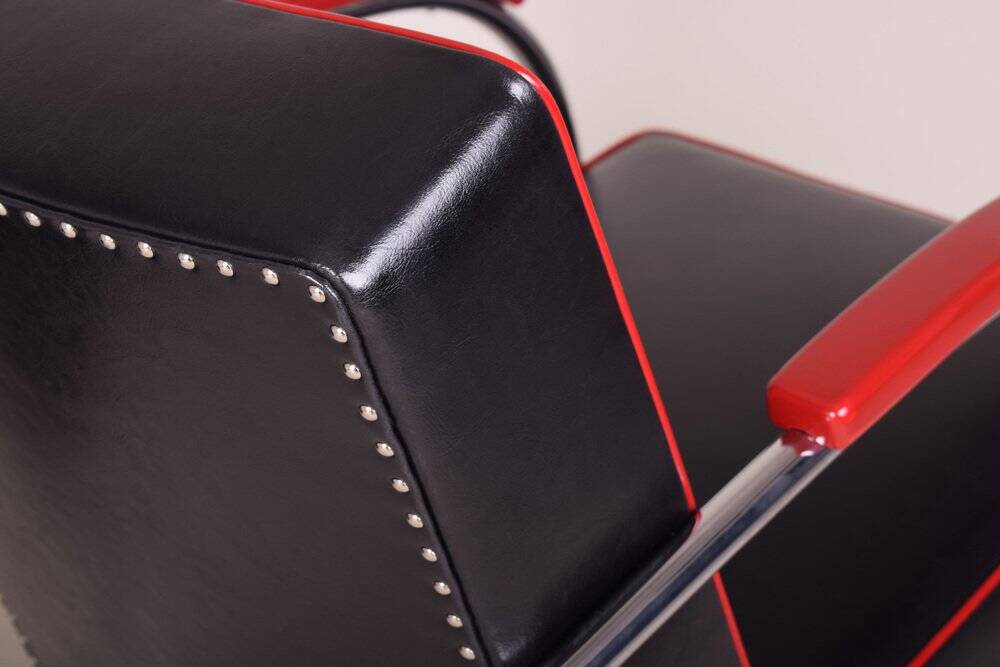 Fauteuil Bauhaus en chrome et cuir de Mücke Melder, années 1930