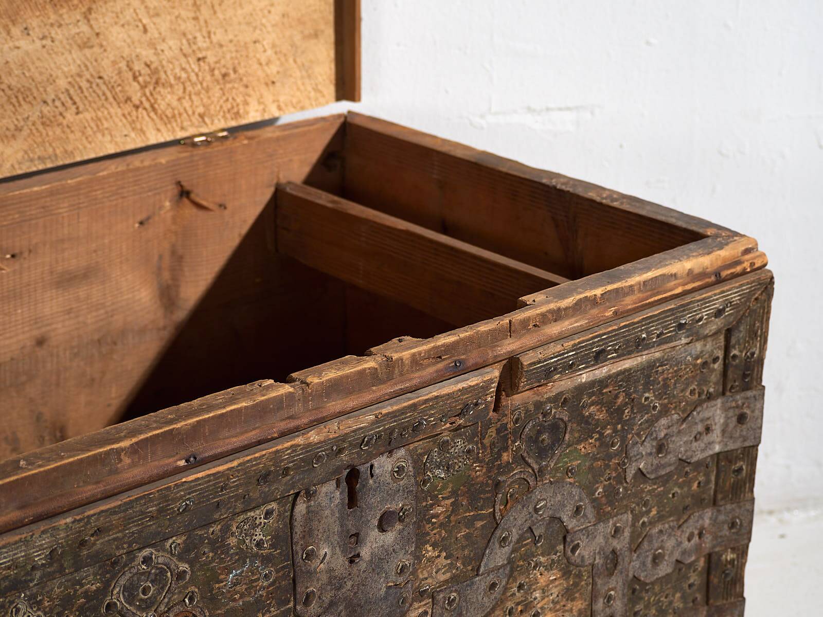 Antique olive green patinated chest (c.1920) #53