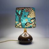Vintage sandstone foot lamp and printed lampshade
