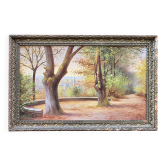 Mid 20th century "undergrowth" french school landscape oil painting