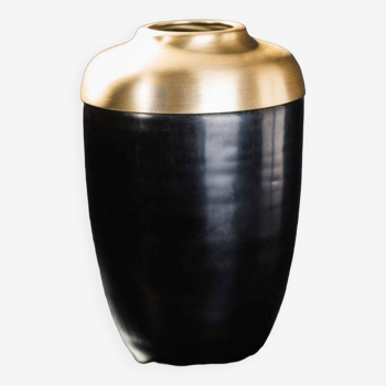 Black glass and brass vase - french design