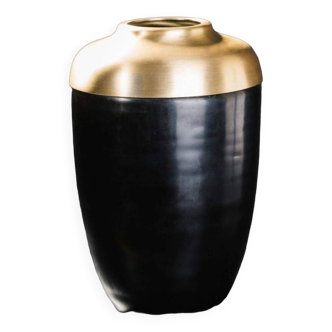 Black glass and brass vase - french design