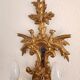 Louis XVI wall lamps Rocaille gilded carved wood antique mirror glass