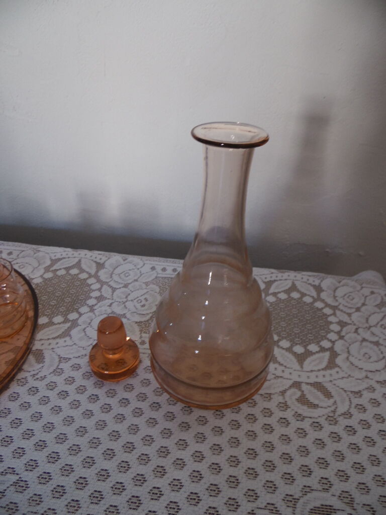 Pink glass liquor service