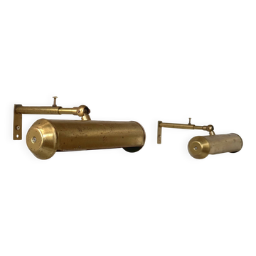 Pair of adjustable vintage wall lights in brass, France 1970.