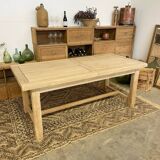 Solid oak farmhouse table with 2 central extensions
