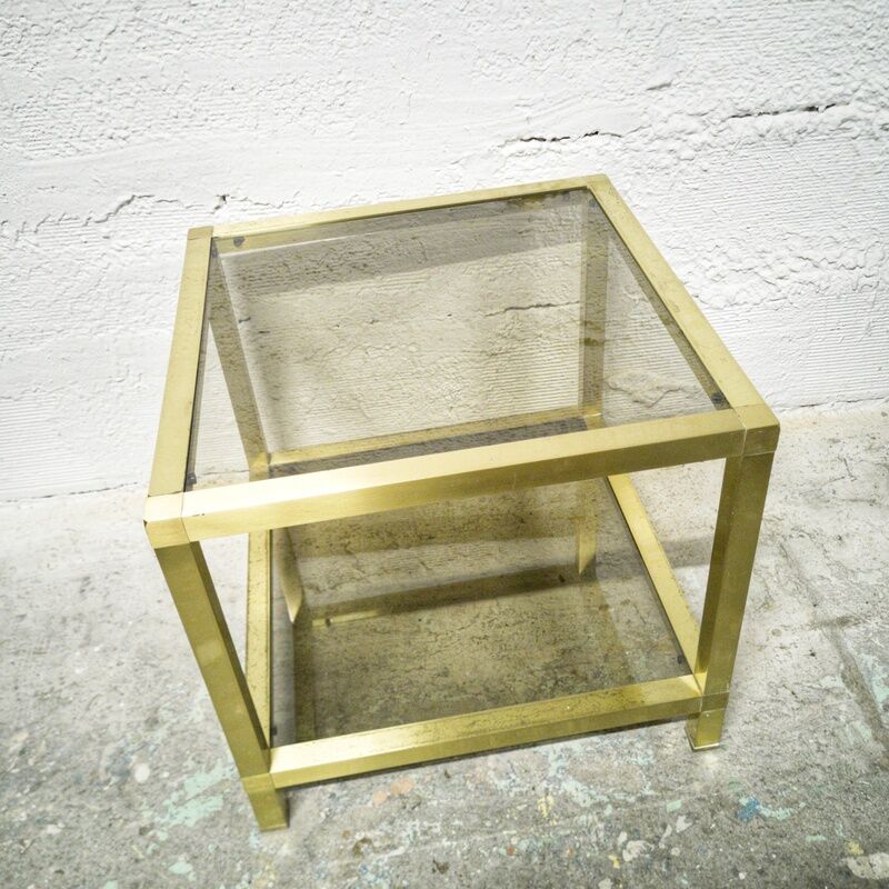 Golden side table and smoked glass