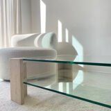 Table en verre et travertin