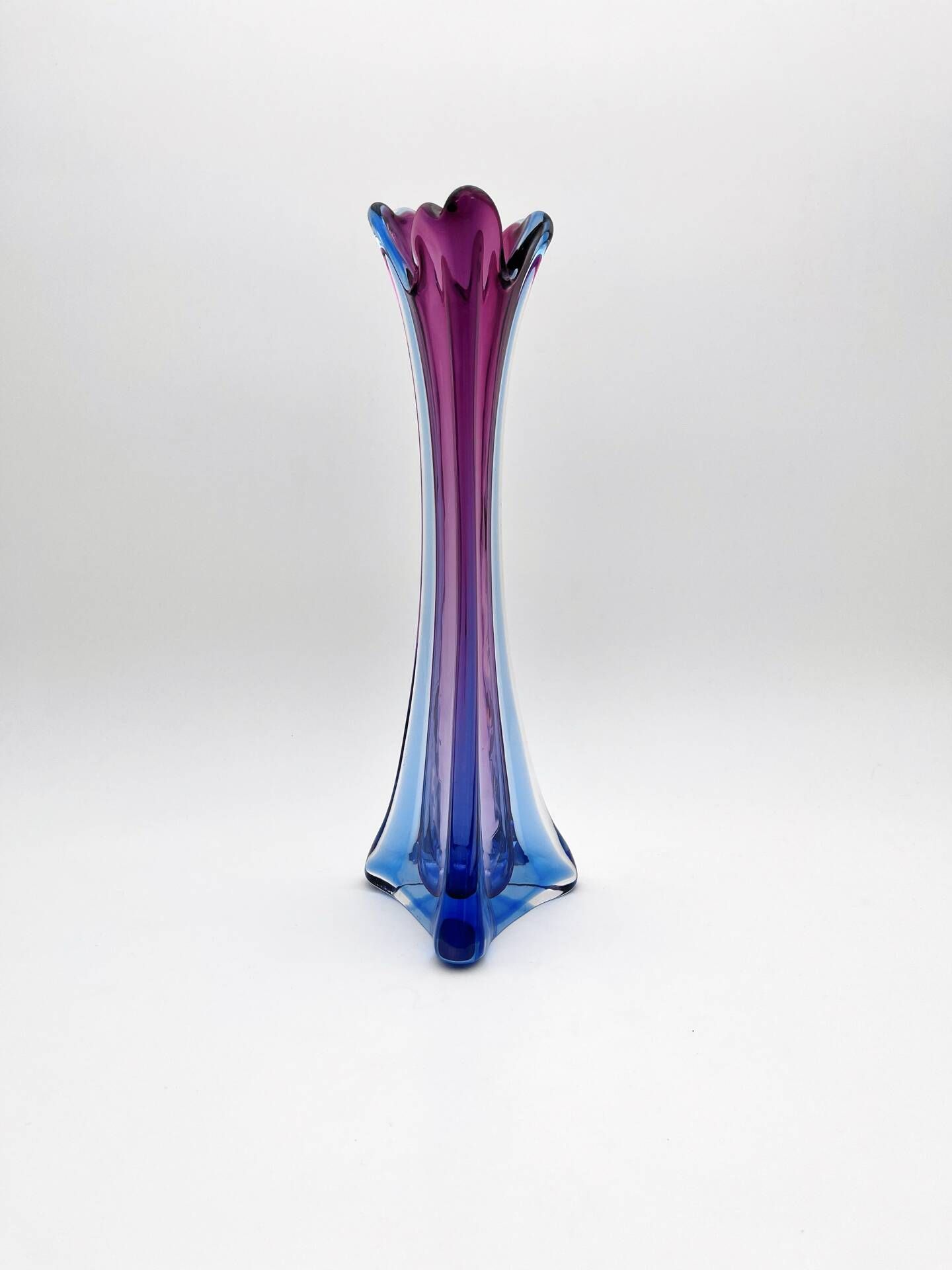 Large Sommerso Vase Murano Violet Blue 34cm