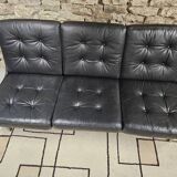 Vintage leather bench sofa 1970"
