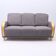 Three-seater Art Deco style sofa in grey fabric and curved wood.