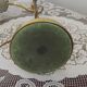 French antique brass goose neck table lamp with white opaque glass shade 5468.