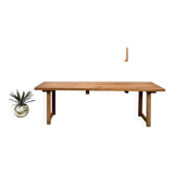 Grande table de ferme brutaliste en hêtre