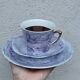 Vintage Marble Purple & Gold Interior Porcelain Coffee/Tea Trio -