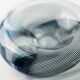 Vintage Murano glass bowl - filigree glass, twisted striped pattern, bluish - Italy 1970s