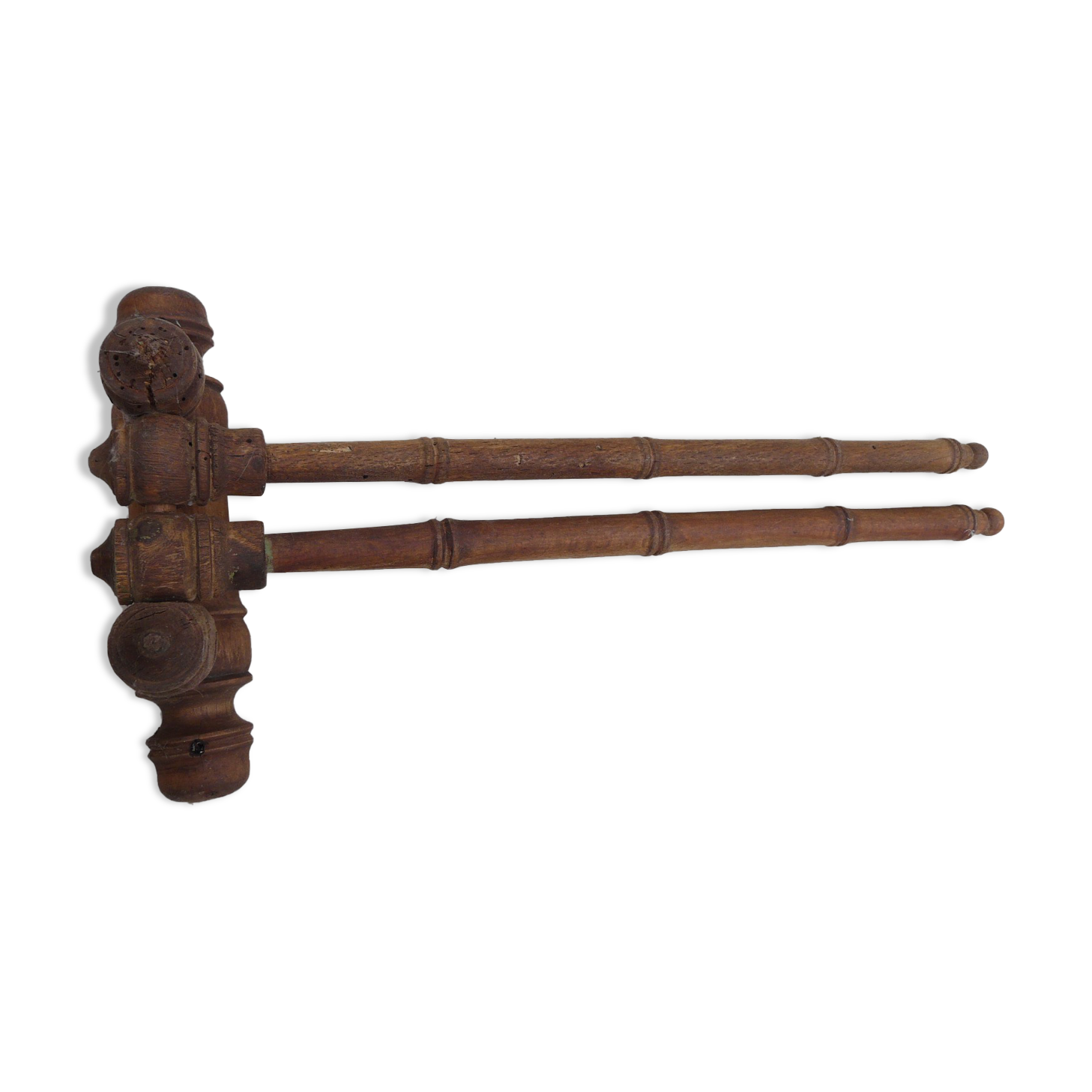 Old wooden towel rack bamboo style 2 arms