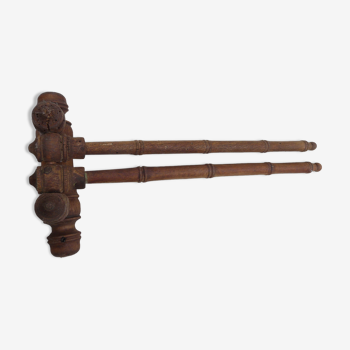 Old wooden towel rack bamboo style 2 arms