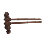 Old wooden towel rack bamboo style 2 arms