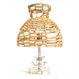 Crystal base lamp and rattan lampshade