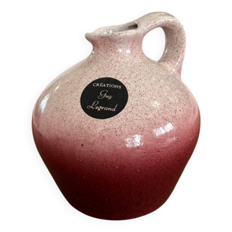 Old pink stoneware pitcher / vintage ceramic soliflore / soft stoneware vase