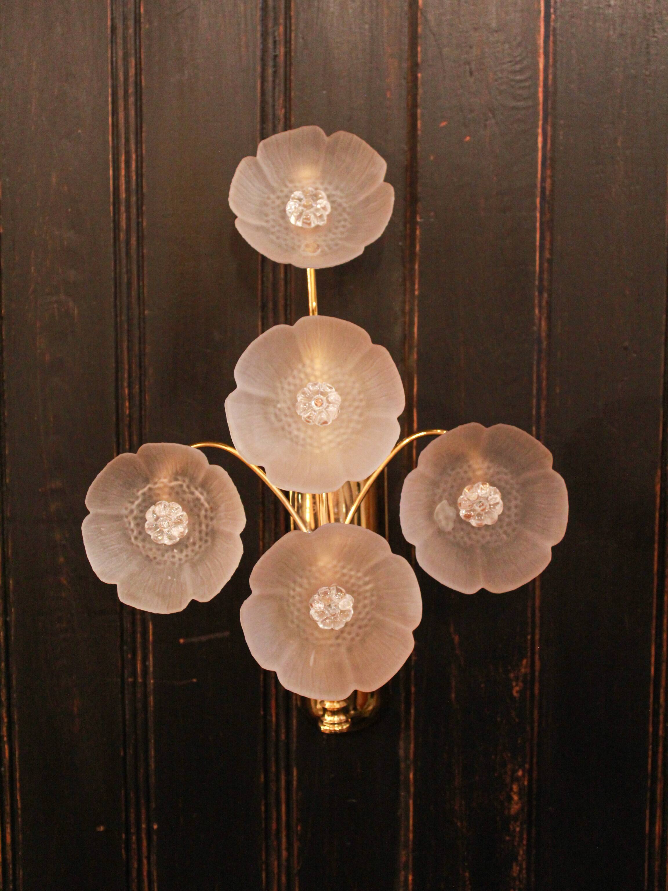 Pair of vintage floral wall sconces