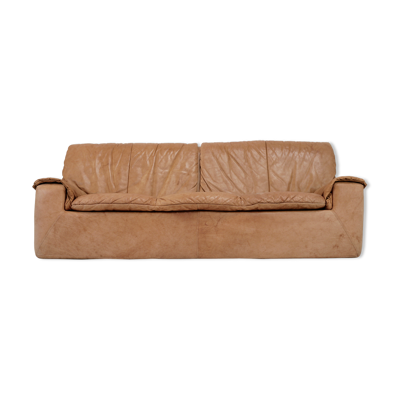 Canapé Cinna circa 1970 mousse et cuir ''caramel'' 3 places.