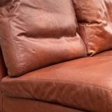 Vintage Scandinavian 3-seater leather sofa