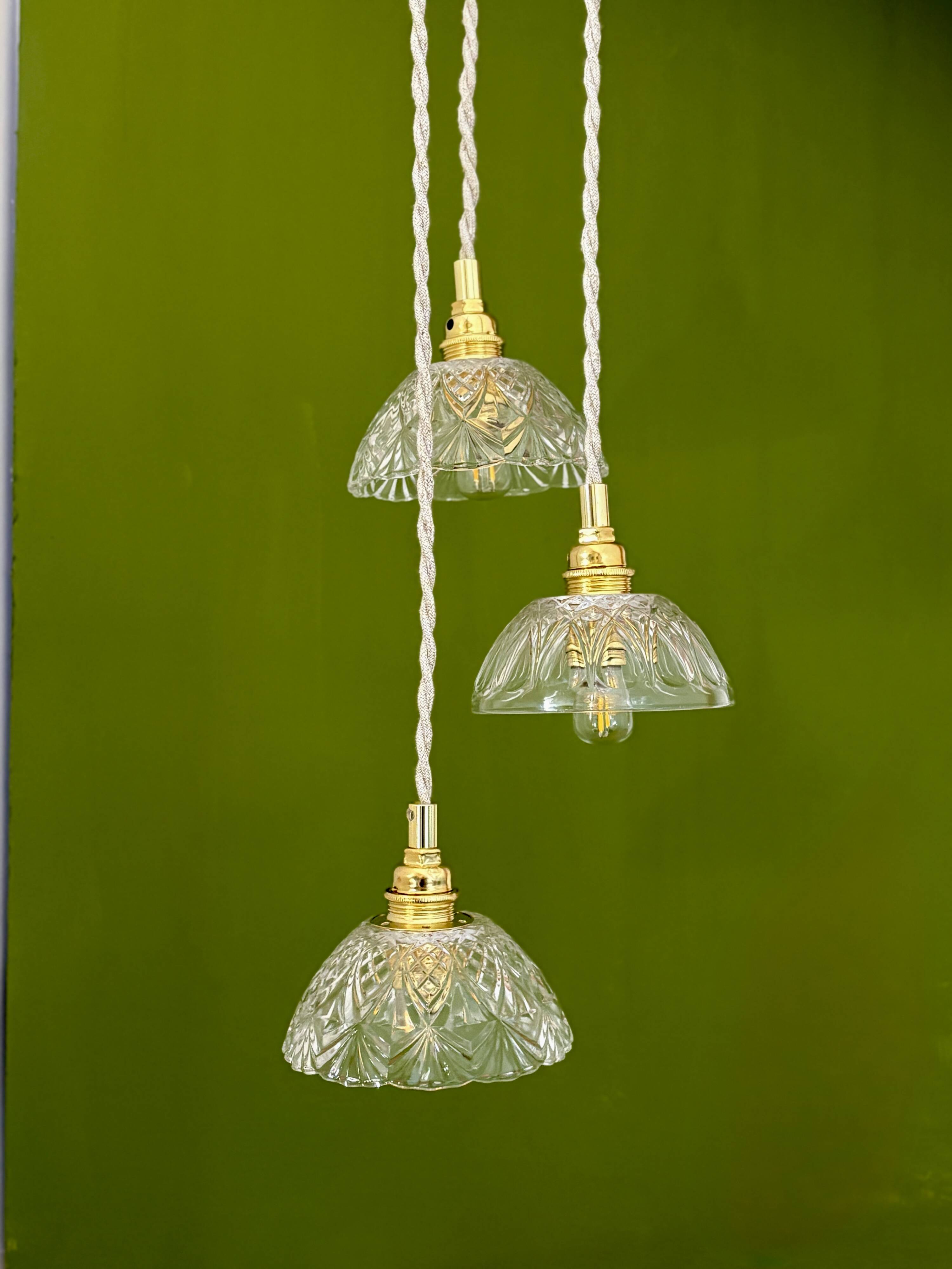 Vintage triple suspension lampshade in cut glass - tableware collection