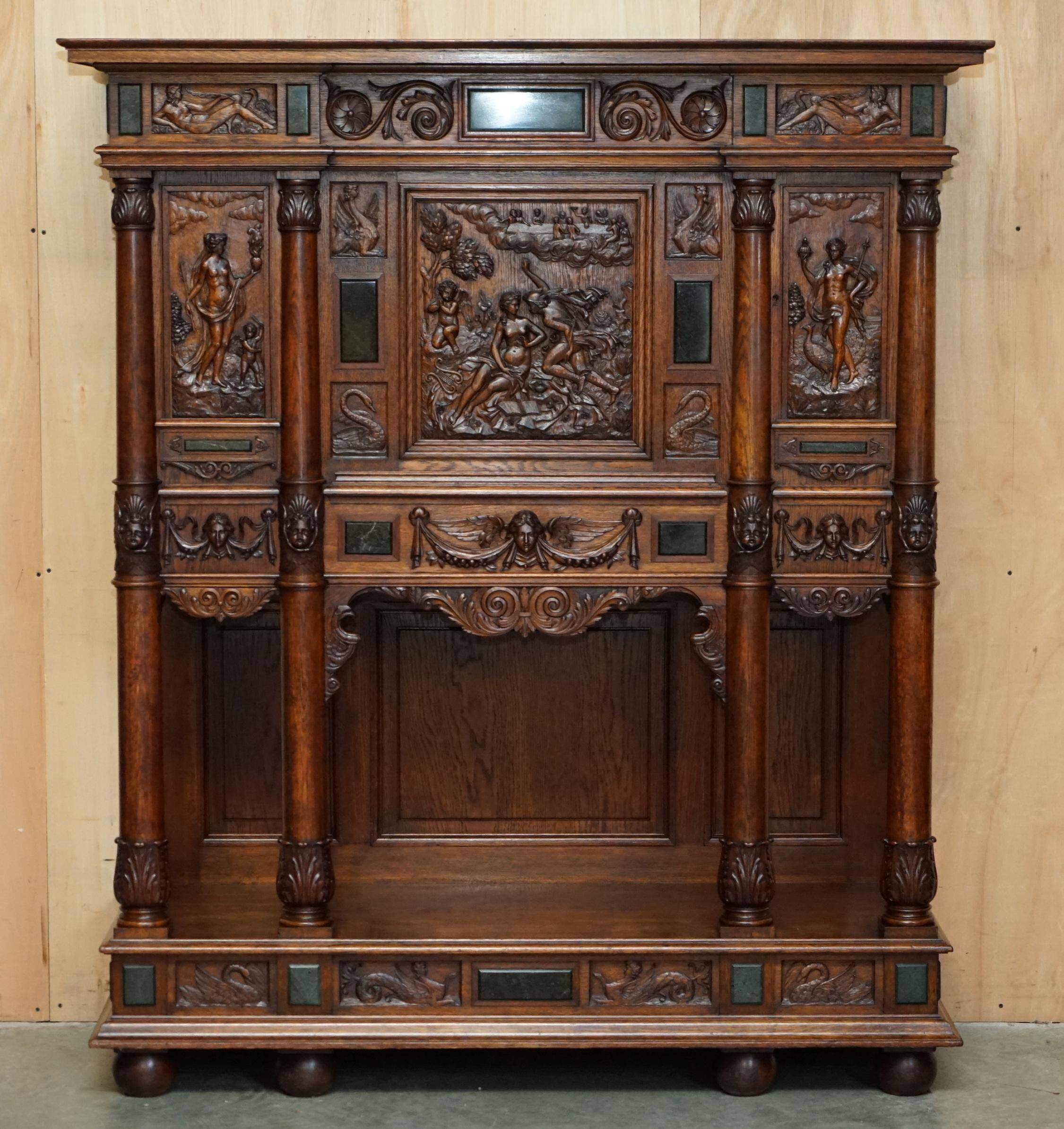 Louis XIII Revival wardrobe in walnut and marble