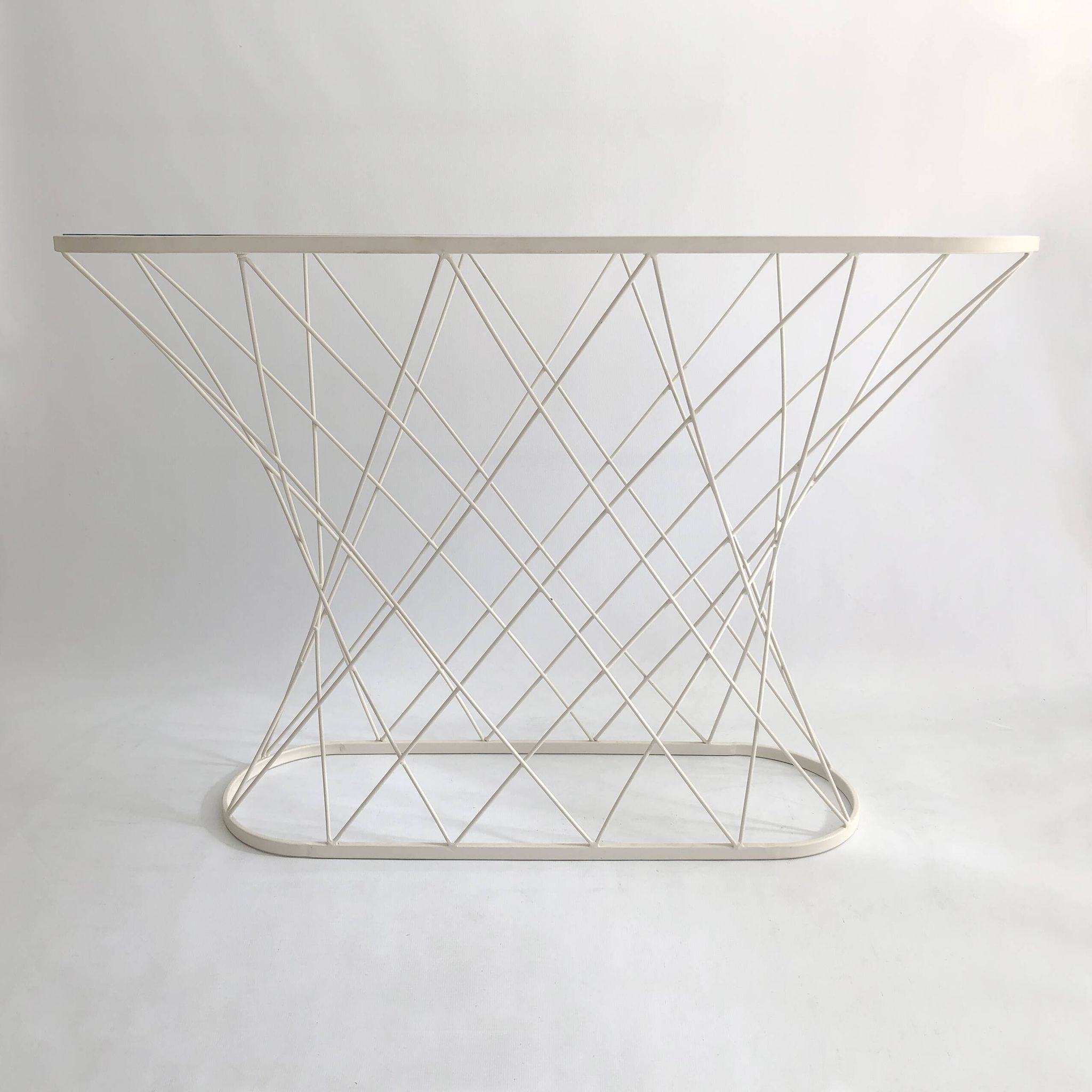 White Twisted Console 1980s  Noguchi Style USA Mid Century Oval