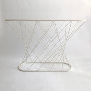 White Twisted Console 1980s  Noguchi Style USA Mid Century Oval