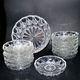 Vintage dessert set - salad bowl and 12 cups in retro pressed-molded glass 1950