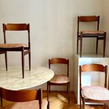 6 walnut chairs, Model 104, by Gianfranco Frattini for Cassina, Italy, 1960s.