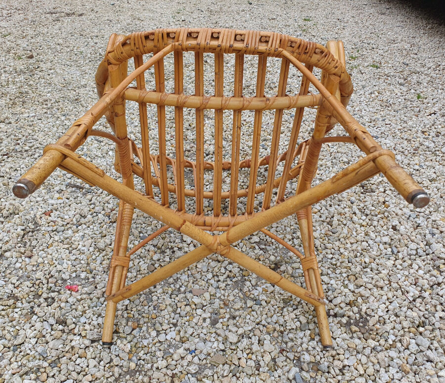 Rattan armchair 70'S