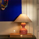 Pink lacquered turned wooden lamp base 70s