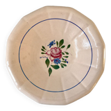 hollow dish Digoin Sarreguemines beige with pink and blue flowers 40s