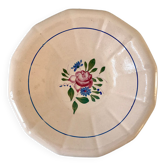 hollow dish Digoin Sarreguemines beige with pink and blue flowers 40s