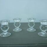 4 molded glass candle holders