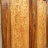 Large linen wardrobe in walnut and burl, Louis Philippe
