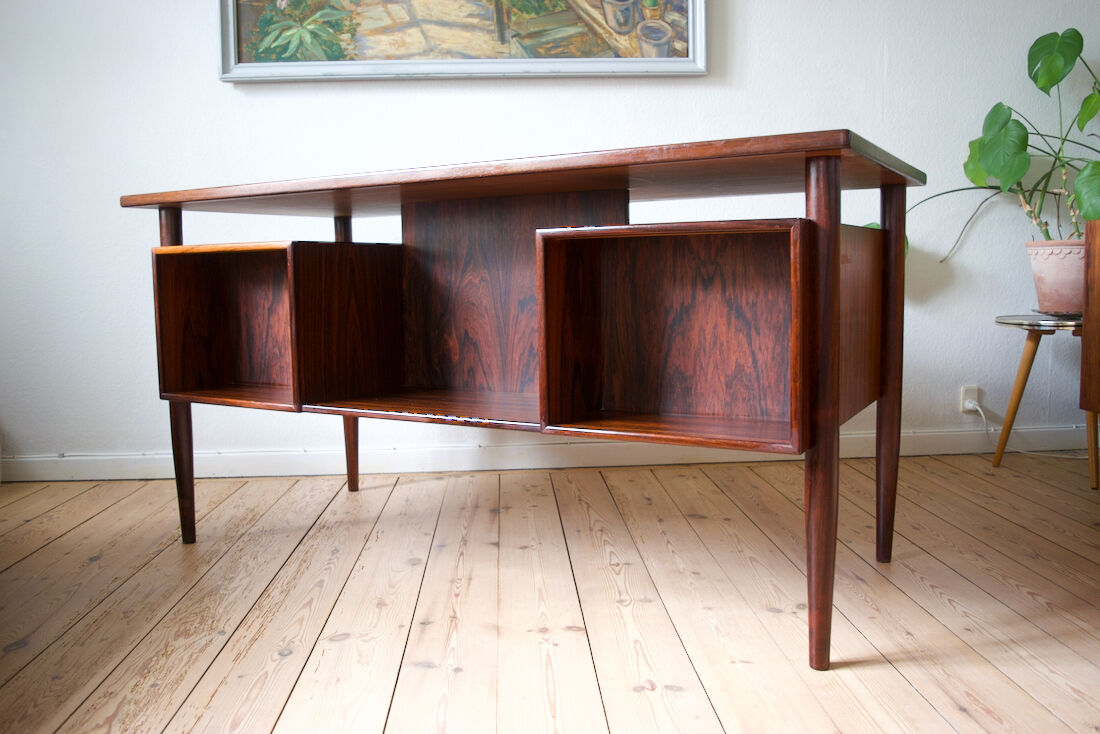 Danish Rosewood Floating Desk by Gunnar Nielsen for Tibergaard, 1960s