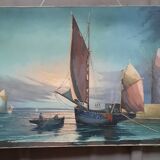 Oil on canvas boats
